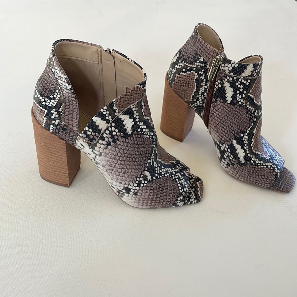COPY - Vince Camuto Python open toe booties. Size 7.5 Leather upper!
